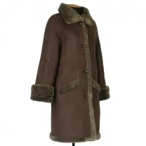 Дубленка женская из овчины натуральный мех длинное пальто с капюшоном