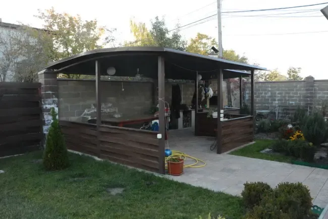 Навес мягкая кровля, проф настил. 