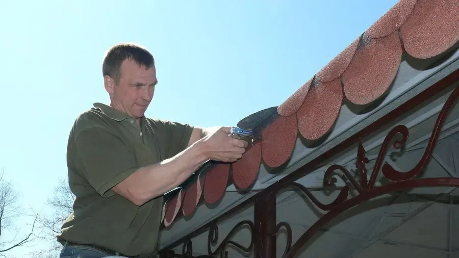 Навес мягкая кровля, проф настил. 