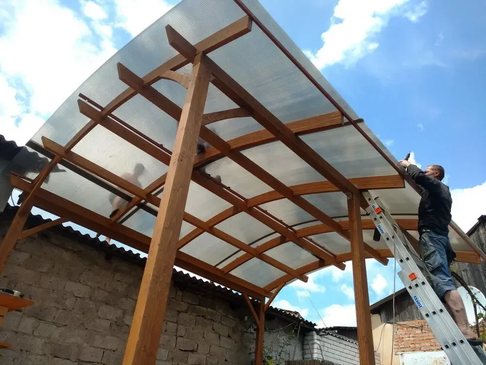 Навес мягкая кровля, проф настил. 