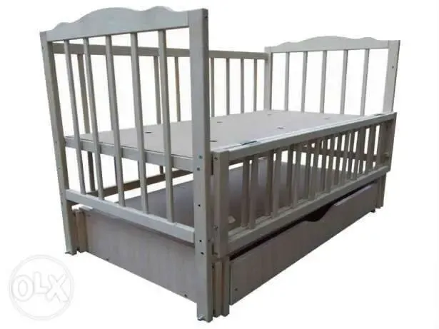 Кроватка кровать детская белая  на шарнирах маятник с ящиком новые 2