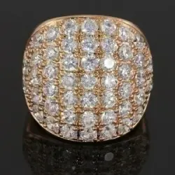 Кольцо с фианитами, покрытое золотом. 3