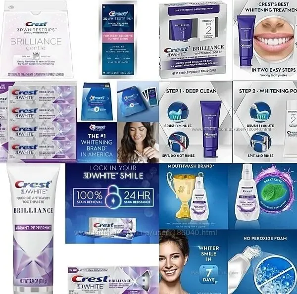 Отбеливающие полоски Crest 3D Whitestrips Glamorous для зубов -USA 6