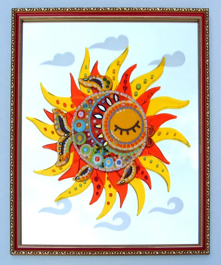 Панно зеркальное, картина из стекла, фьюзинг 3