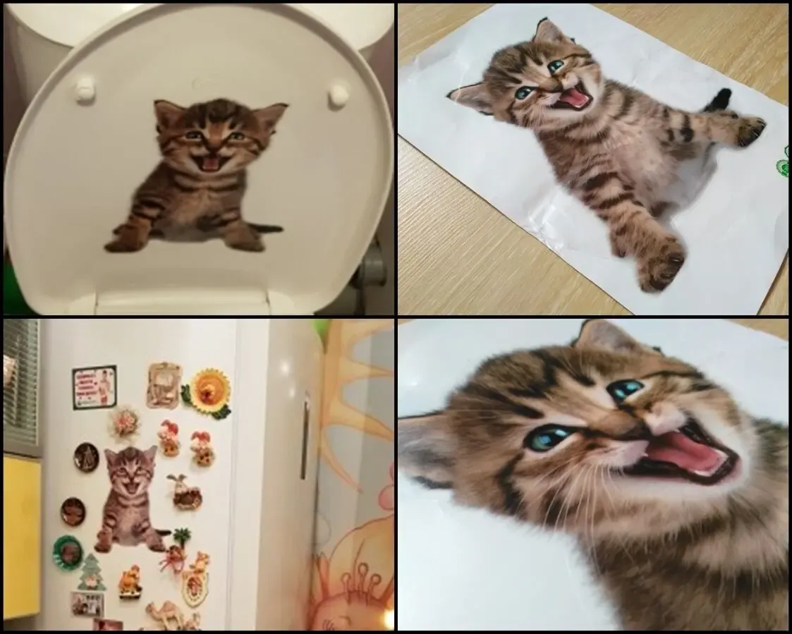 Наклейка котик номер 5 для ванны, детской комнаты 8