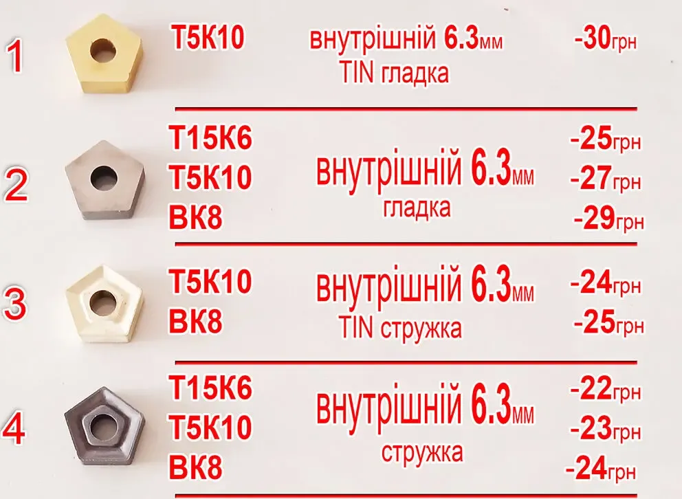 Продам пятигранку Т15К6, ВК8, Т5К10. Цена 14,5 грн/шт 2