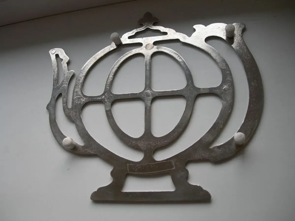 Панно, подставка, Чайник, бронза, серебрение, Германия 3