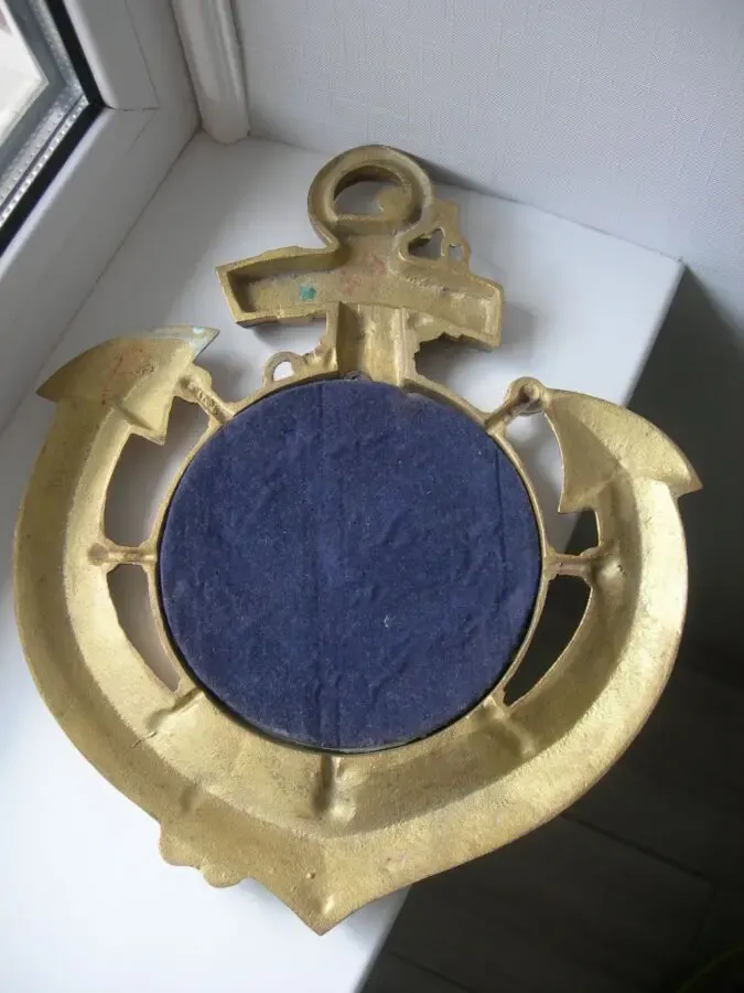 Зеркало, рама, старинное, панно, Якорь, бронза 5