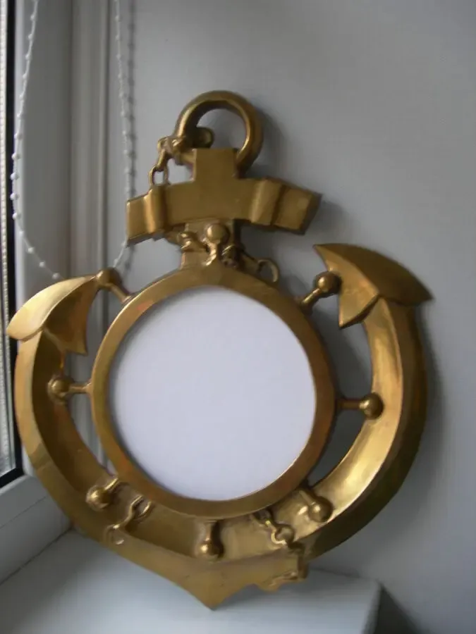 Зеркало, рама, старинное, панно, Якорь, бронза 2