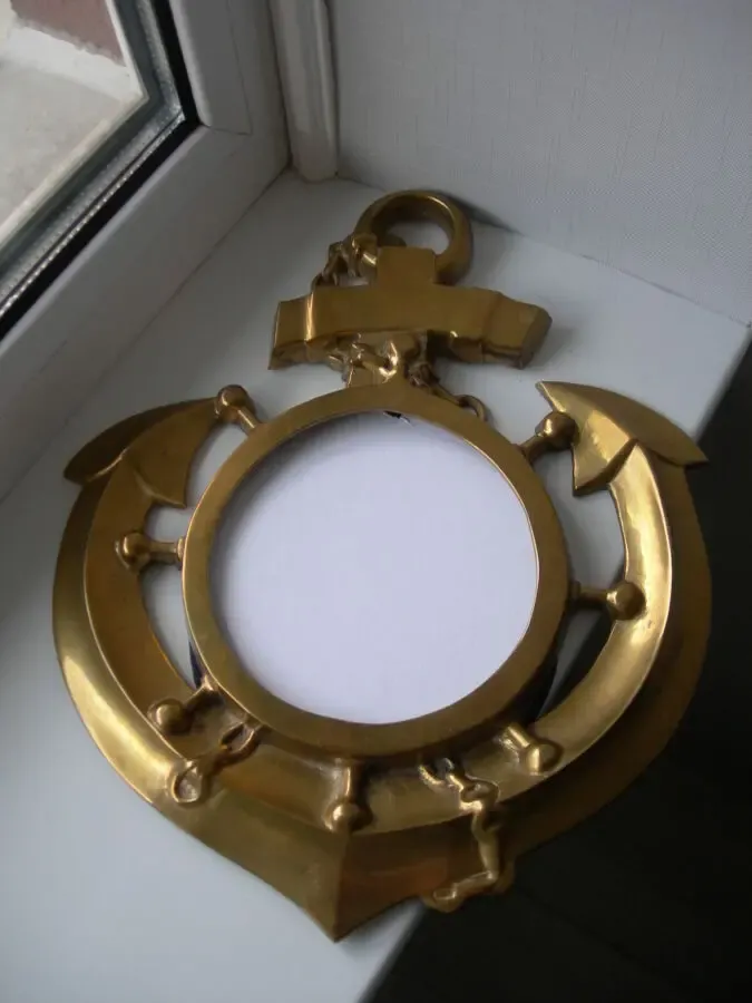 Зеркало, рама, старинное, панно, Якорь, бронза 4