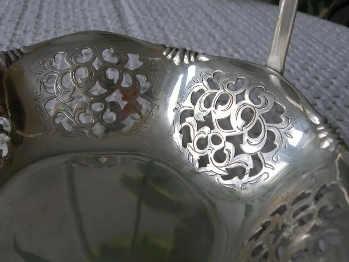 Конфетница, корзинка, бронза, серебрение, Германия 5