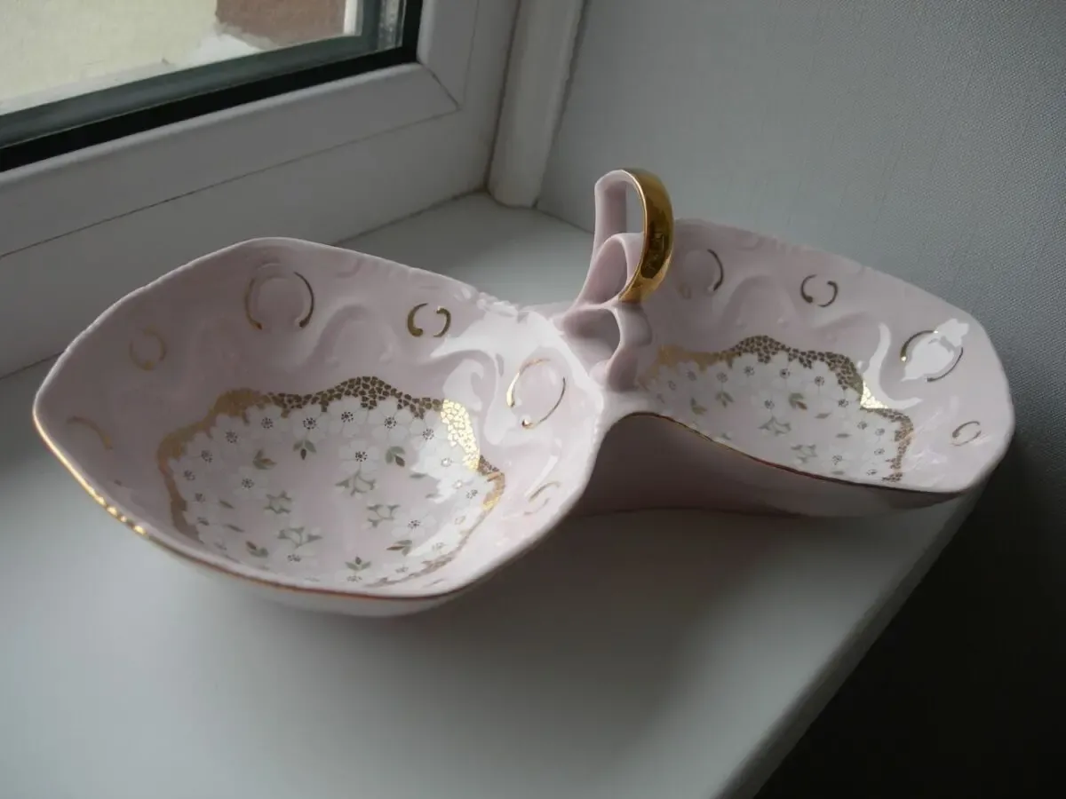 Менажница, блюдо, розовый фарфор, Чехия, новая!
