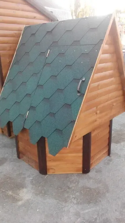 Домик для колодца. Декоративный колодец. Колодец из дерева. 3