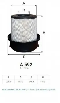 Фильтр воздушный Mercedes-benz Daimler-AG Actros