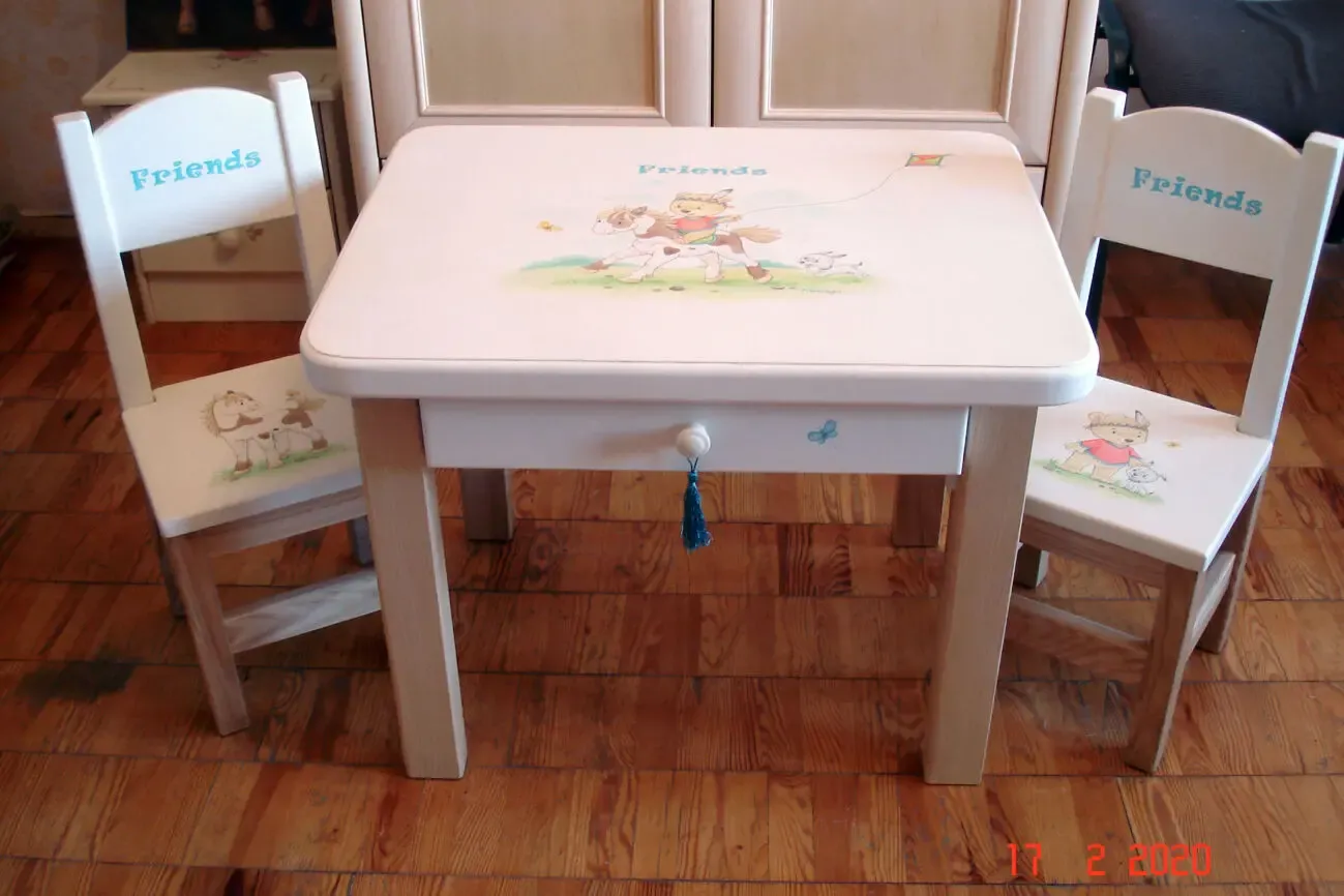 Комплект из ясеня с росписью. Авторский постер в подарок!