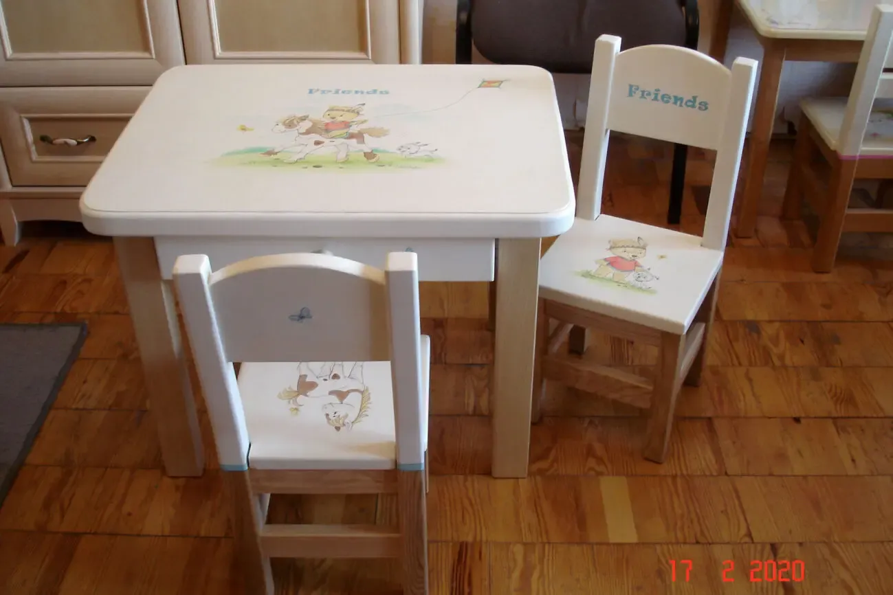 Комплект из ясеня с росписью. Авторский постер в подарок! 2