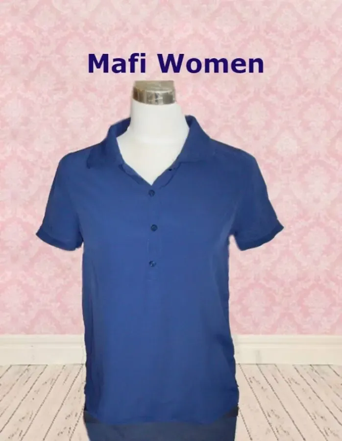 Mafi Women 100 % вискоза Стильная футболка поло женская синий S 2