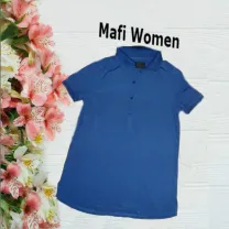 Mafi Women 100 % вискоза Стильная футболка поло женская синий S