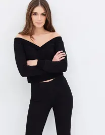 Черный укороченный свитшот Lost Ink