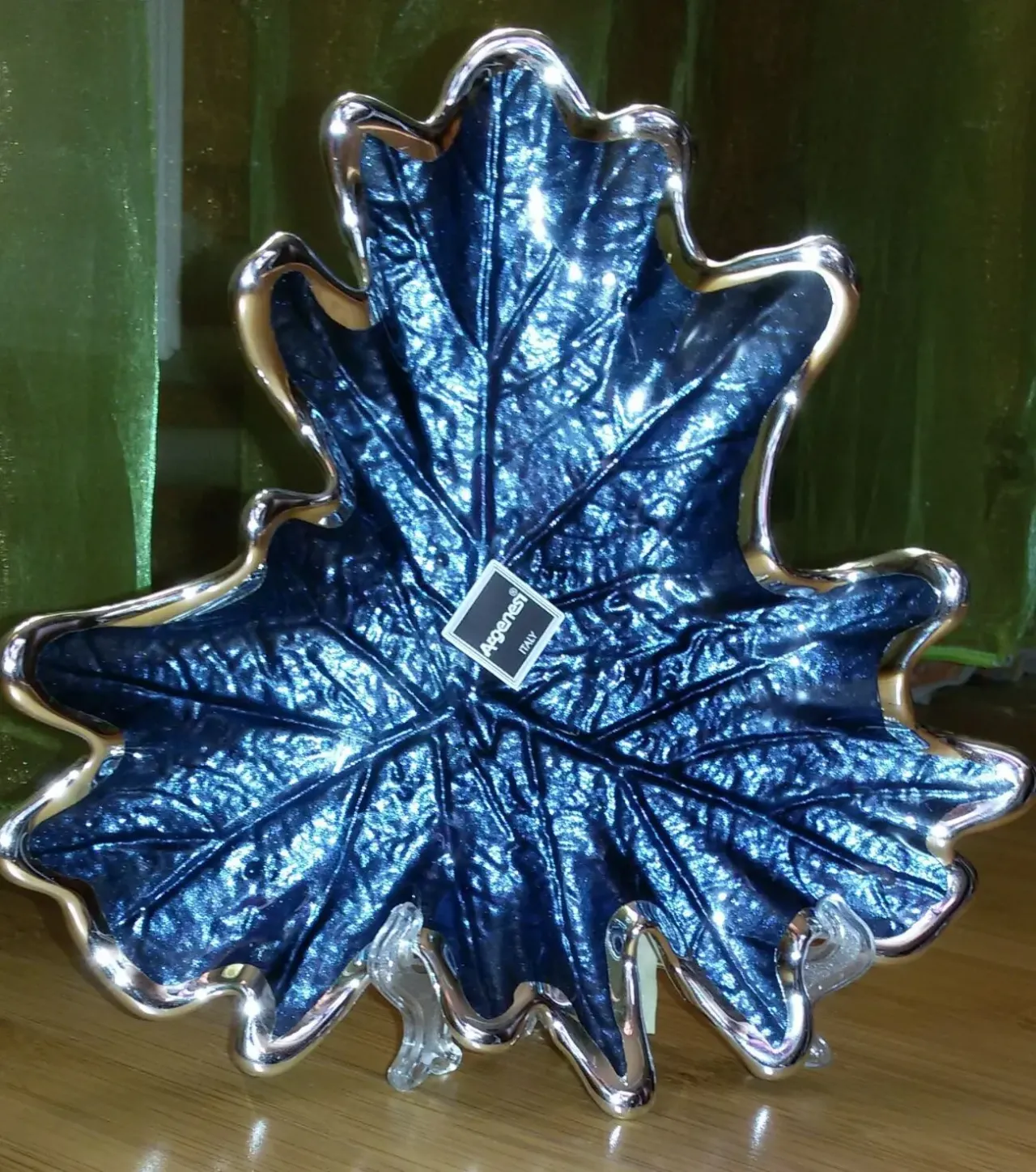 Ваза Argenesi Foglia Palm Leaf Glass 18см, Пальмовый лист, Италия.