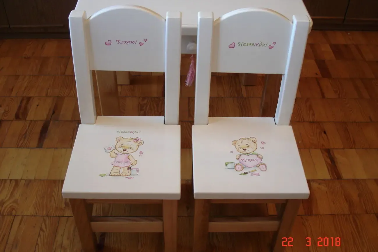 Стулья детские IKEA с ручной  росписью 4
