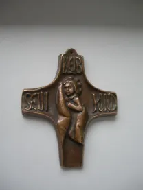 Крест, оберег, бронза, рельеф, Egino Weinert