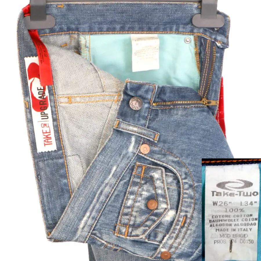 Take Two Италия Джинсы 26/34 на девочку 42/13-15 л прямые брюки штаны 9