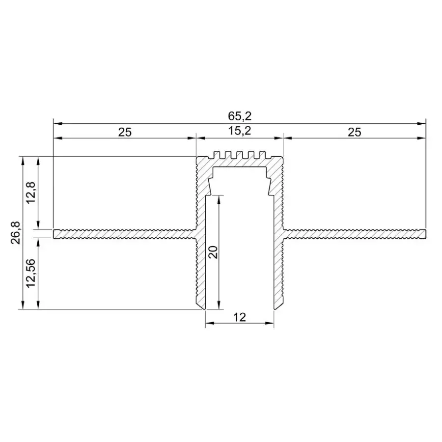 Алюминиевый профиль теневого шва 12 мм LED без покрытия 2