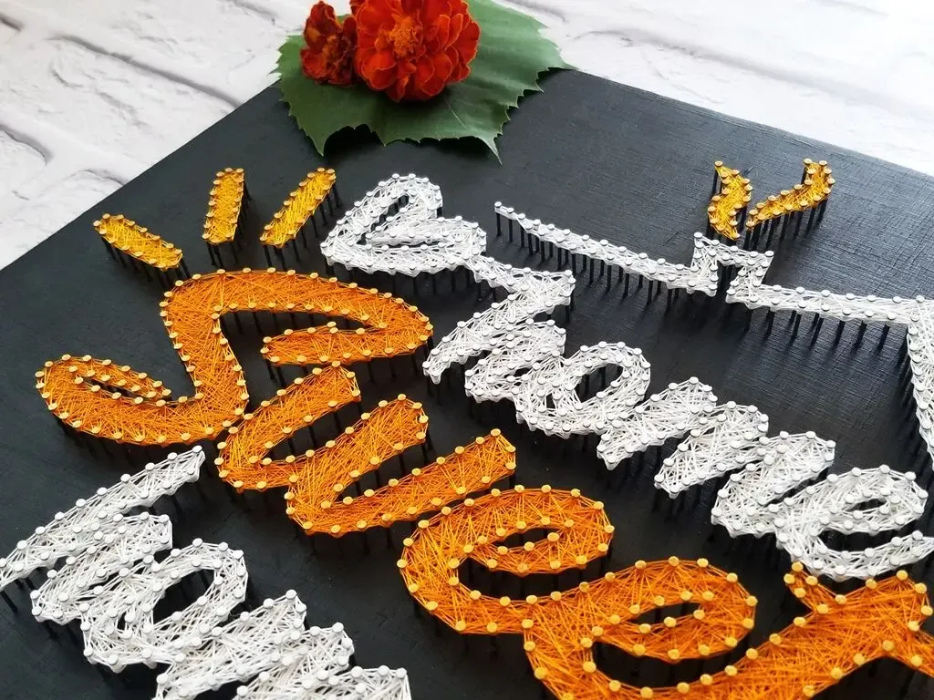 Картина из ниток, милый дом, стринг арт, home sweet home, декор дом 5