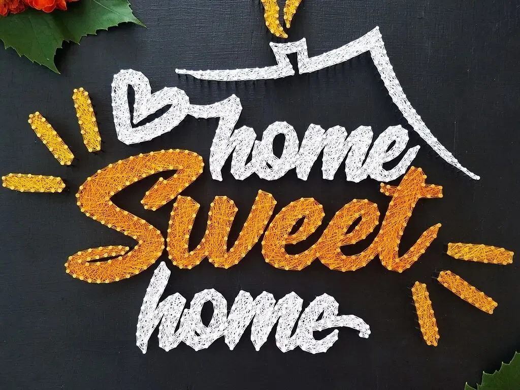 Картина из ниток, милый дом, стринг арт, home sweet home, декор дом 3