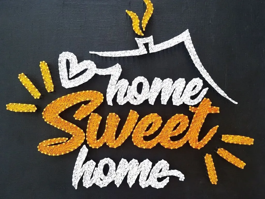 Картина из ниток, милый дом, стринг арт, home sweet home, декор дом 9