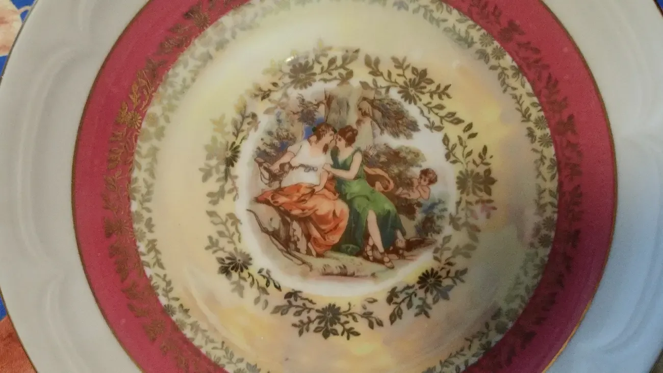 Тарелка Мадонна фарфор Германия сервиз рококо позолота SEP W1 ГДР 2