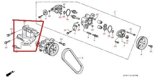56997-PM3-010, Кронштейн ГУР Хонда Цивик IV, оригинал, 56997-PM3-000 4