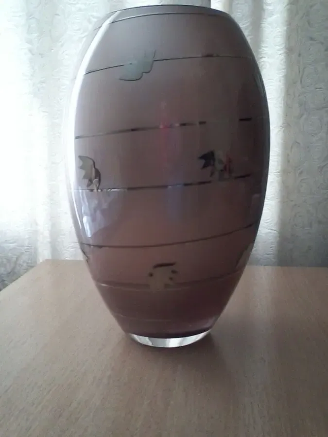 Ваза для цветов.Чешское стекло.Высота 30 см 6