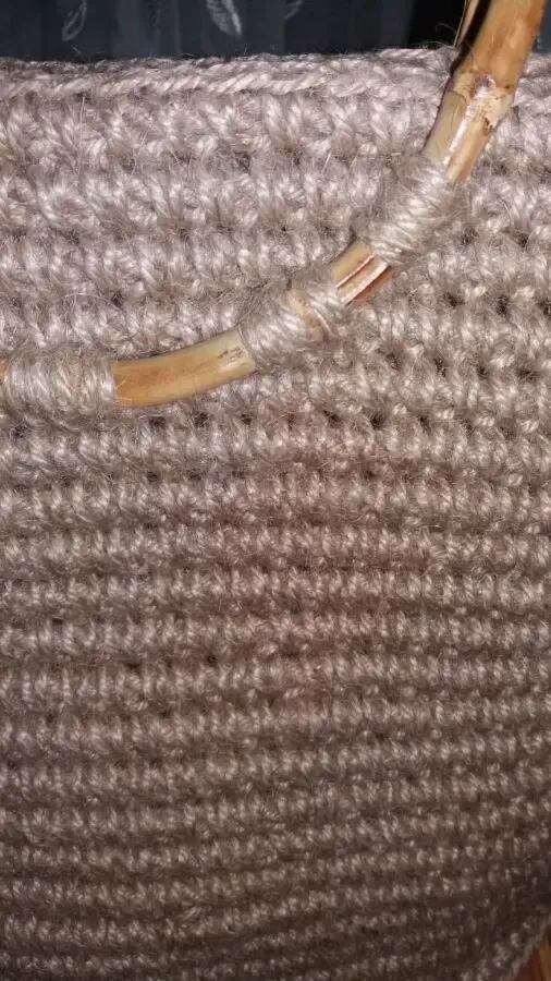 Сумка из джута с бамбуковыми ручками с подкладкой Hand Made 4