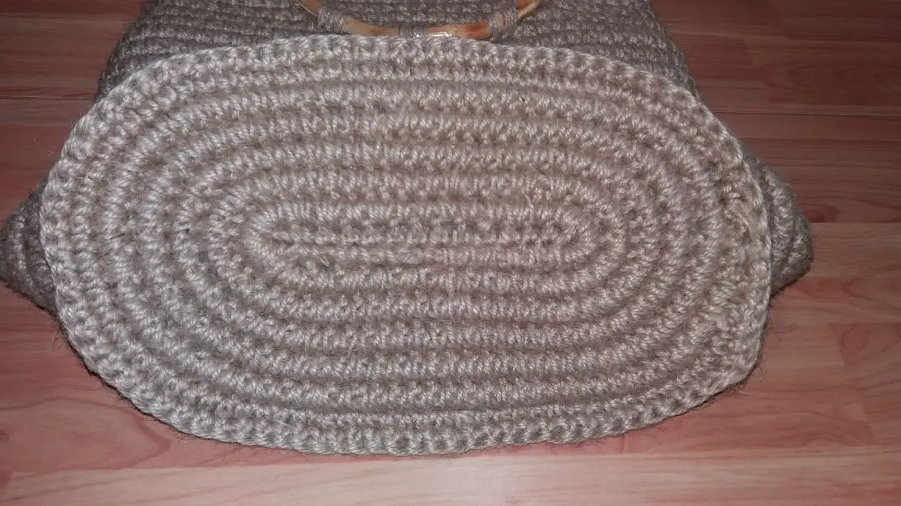 Сумка из джута с бамбуковыми ручками с подкладкой Hand Made 6