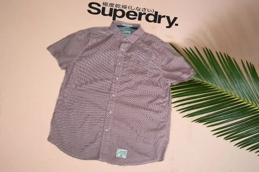 SuperDry оригинальная мужская рубашка в мелкую клетку короткий рукав