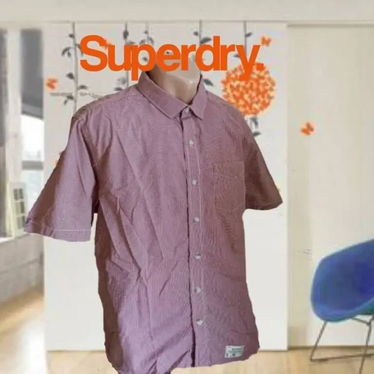 SuperDry оригинальная мужская рубашка в мелкую клетку короткий рукав 9