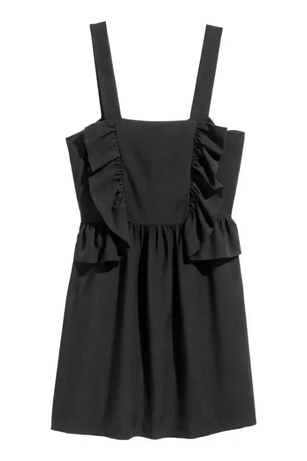 Чёрный сарафан с оборками лиоцелл H&m 3