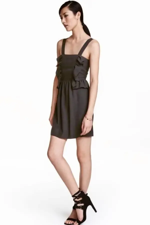 Чёрный сарафан с оборками лиоцелл H&m 2
