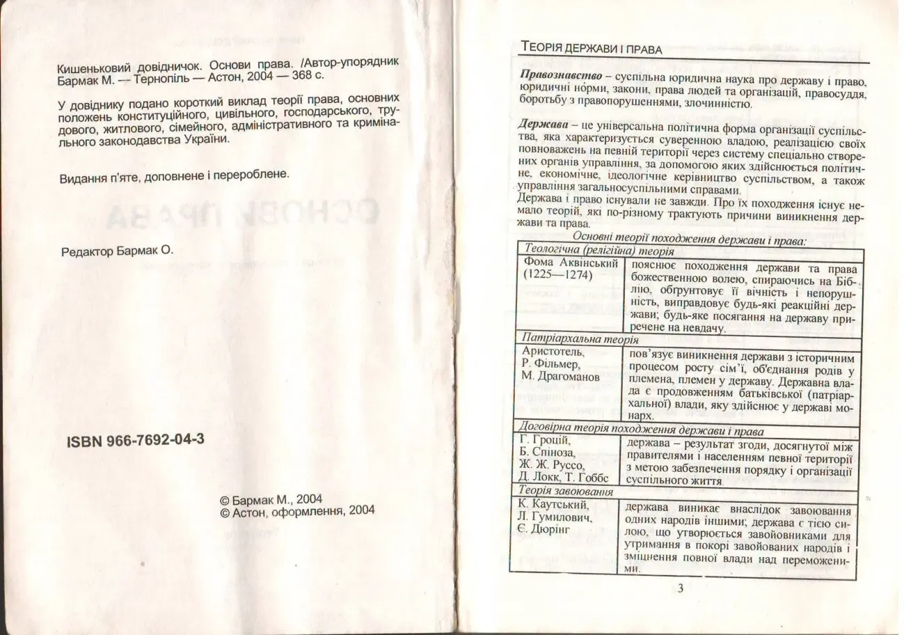 Основи права. Кишеньковий довідничок. Бармак М. В. 3