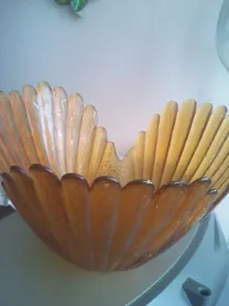 Ваза фигурная фруктовница цветное стекло СССР