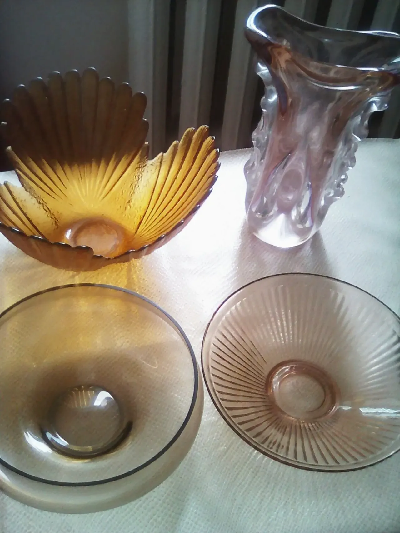 Ваза фруктовница гладкое цветное стекло,СССР 3