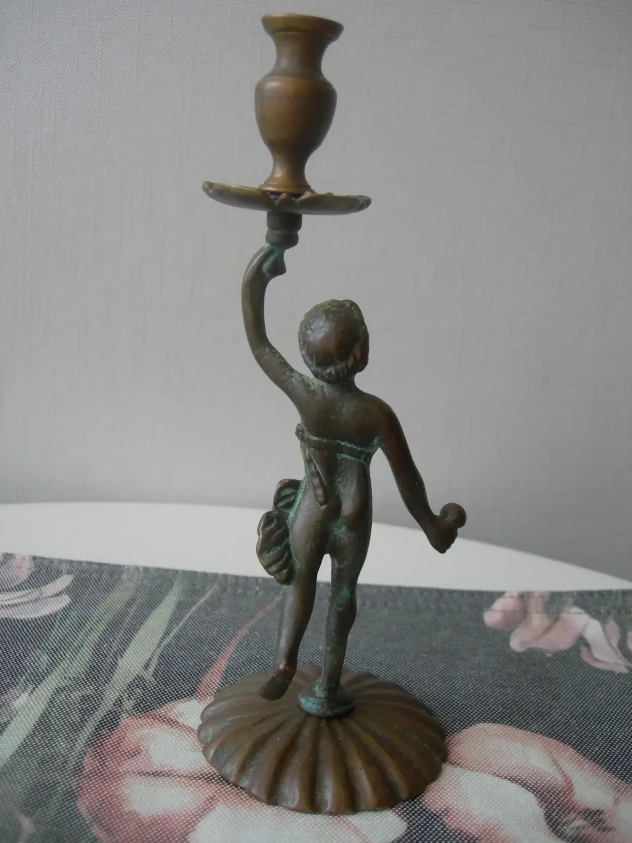 Подсвечник, Путти, бронза, бронзовый, старинный 3