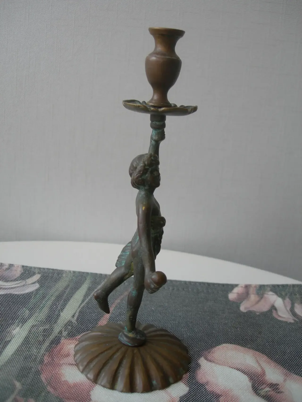 Подсвечник, Путти, бронза, бронзовый, старинный 5