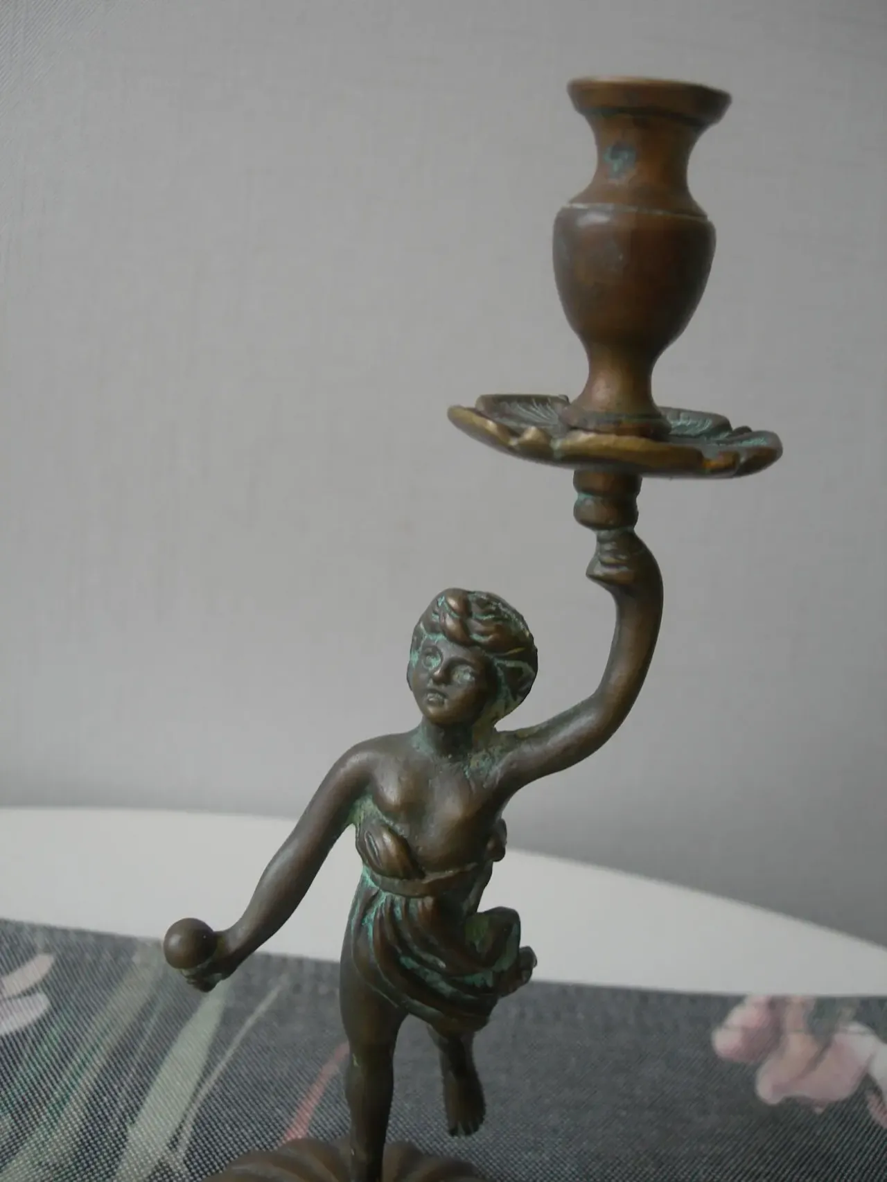 Подсвечник, Путти, бронза, бронзовый, старинный 7