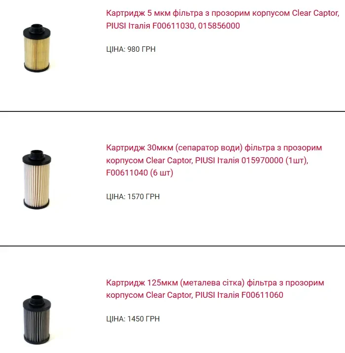 Фільтр для перекачки дизельного палива сепаратор води Італія Piusi 10