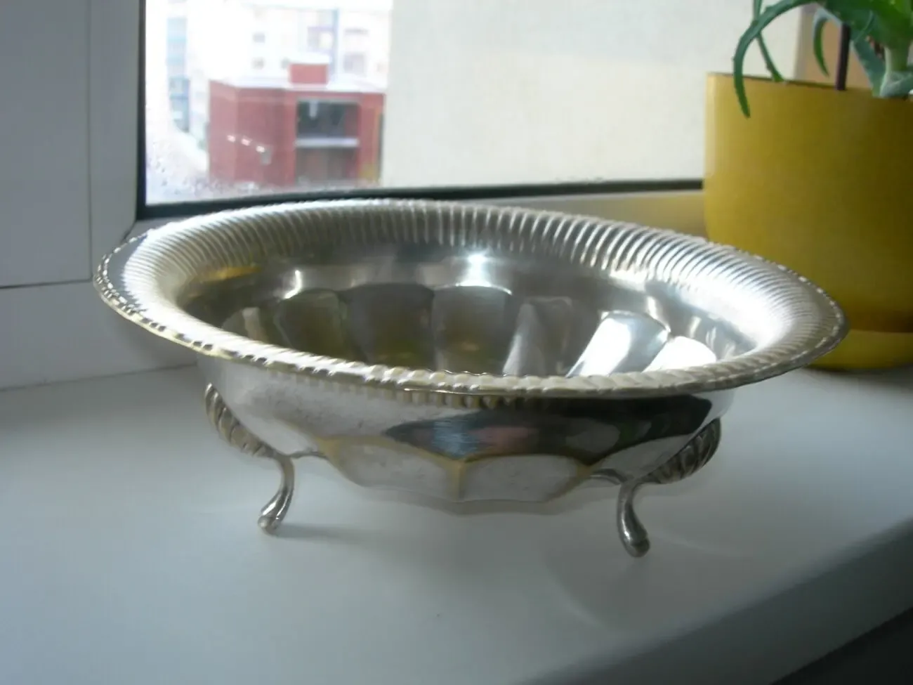 Блюдо, ваза, на лапах, бронза, серебрение, Англия 5