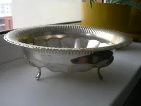 Блюдо, ваза, на лапах, бронза, серебрение, Англия