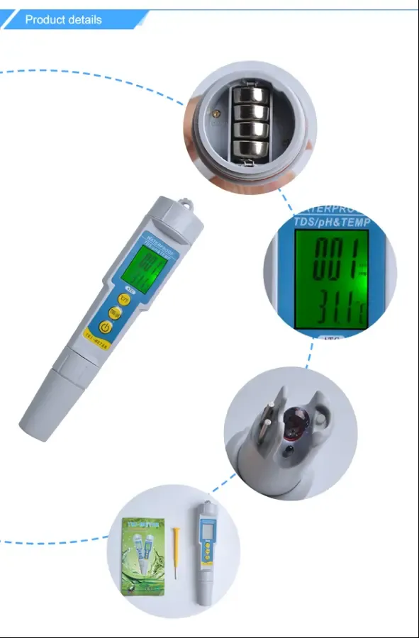 Тестер качества воды. TDS/РН/TEMP метр PH/TDS-986 3